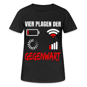 Science Coder VIER PLAGEN DER GEGENWART LUSTIG - Frauen T-Shirt atmungsaktiv - Schwarz - Vorne - AI Model Female 172 light (172cm)