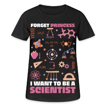Ich will Wissenschaftler sein – bunte Doodles - Frauen T-Shirt atmungsaktiv - Schwarz - Vorne - AI Model Female 172 light (172cm)