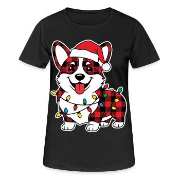 Hund Corgi Weihnachten Plaid Rot Plaid - Frauen T-Shirt atmungsaktiv - Schwarz - Vorne - AI Model Female 172 light (172cm)