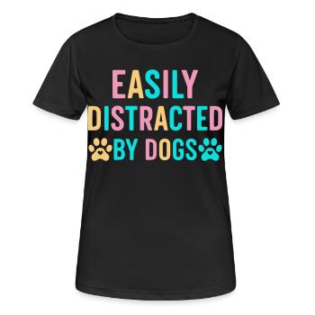Leicht ablenkbar durch Hunde - Frauen T-Shirt atmungsaktiv - Schwarz - Vorne - AI Model Female 172 light (172cm)