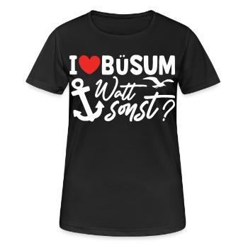 Vacances à la mer du Nord BÜSUM WATT AUTREMENT DRÔLE - T-shirt respirant Femme - noir - Devant - AI Model Female 172 light (172cm)