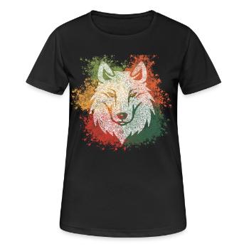 Zentangle Wolf - Frauen T-Shirt atmungsaktiv - Schwarz - Vorne - AI Model Female 172 light (172cm)