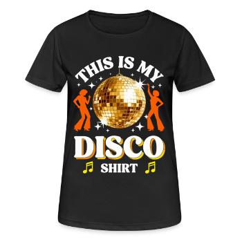 Disco 70er 80er Jahre Disko Party Outfit Discothek - Frauen T-Shirt atmungsaktiv - Schwarz - Vorne - AI Model Female 172 light (172cm)