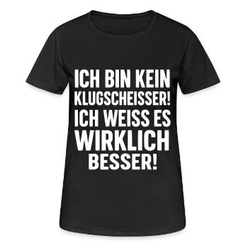 Klugscheißer Spruch – Ich bin kein Klugscheißer - Frauen T-Shirt atmungsaktiv - Schwarz - Vorne - AI Model Female 172 light (172cm)