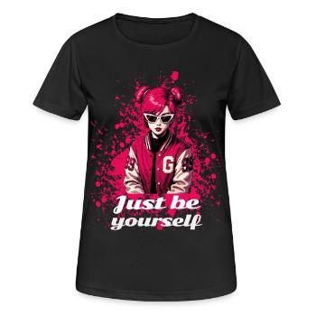 Écolière rose – Sois juste toi-même - T-shirt respirant Femme - noir - Devant - AI Model Female 172 light (172cm)