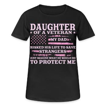 Fille d’un vétéran du drapeau américain avec un design rose - T-shirt respirant Femme - noir - Devant - AI Model Female 172 light (172cm)