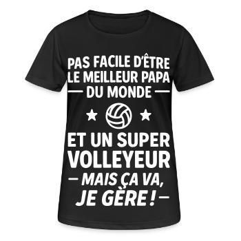 Volleyball – Super Papa Volleyball Player - Women's Breathable T-Shirt - black - Front - AI Model Female 172 light (172cm)