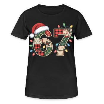 Lustige Xmas Zahl 67 mit Lichterkette - Frauen T-Shirt atmungsaktiv - Schwarz - Vorne - AI Model Female 172 light (172cm)
