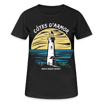 Côtes-d'Armor 22 Bretagne Littoral Sauvage Phare - T-shirt respirant Femme - noir - Devant - AI Model Female 172 light (172cm)