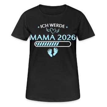 Ich werde Mama 2026 Schwangerschaft ankündigen - Frauen T-Shirt atmungsaktiv - Schwarz - Vorne - AI Model Female 172 light (172cm)