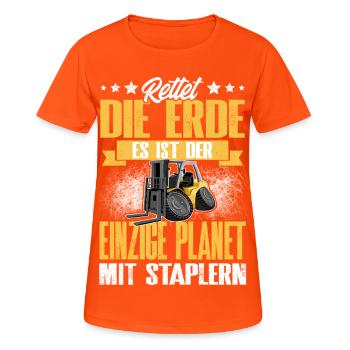 Staplerfahrer - Frauen T-Shirt atmungsaktiv - Neonorange - Vorne - AI Model Female 172 dark (172cm)