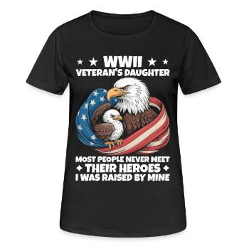 Vétéran de la Seconde Guerre mondiale, fille Pride Eagle America Flag - T-shirt respirant Femme - noir - Devant - AI Model Female 172 light (172cm)