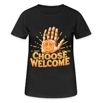 Humanité Egalité Choisir Bienvenue - T-shirt respirant Femme - noir - Devant - AI Model Female 172 light (172cm)