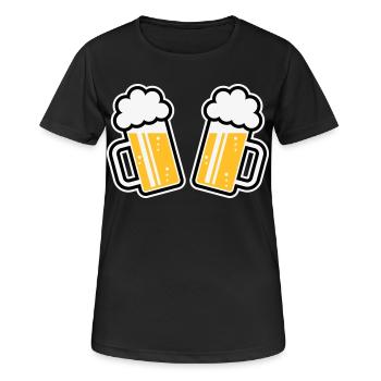 2 Bierkrüge Prosten Zu, Prosit! (Bier Maßkrüge 3C) - Frauen T-Shirt atmungsaktiv - Schwarz - Vorne - AI Model Female 172 light (172cm)