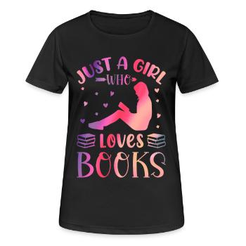 Just a girl who loves books - Frauen T-Shirt atmungsaktiv - Schwarz - Vorne - AI Model Female 172 light (172cm)
