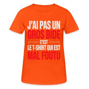 J’ai Pas Un Gros Bide Design Drôle - T-shirt respirant Femme - orange néon - Devant - AI Model Female 172 dark (172cm)