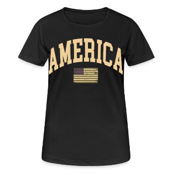 Amerika Camouflage Flagge - Frauen T-Shirt atmungsaktiv - Schwarz - Vorne - AI Model Female 172 light (172cm)