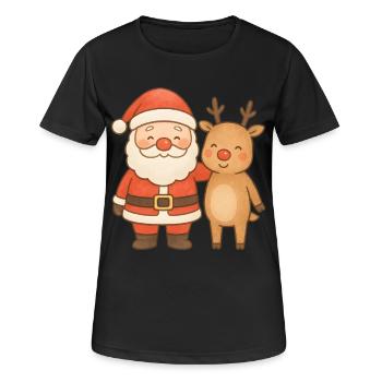 Weihnachts-Rentier-Weihnachtsfest - Frauen T-Shirt atmungsaktiv - Schwarz - Vorne - AI Model Female 172 light (172cm)