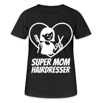 Super Mom Friseurin – Scherenherz-Design - Frauen T-Shirt atmungsaktiv - Schwarz - Vorne - AI Model Female 172 light (172cm)