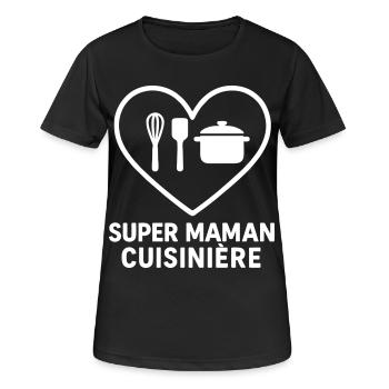 Super Cook Mom – Coeur cuisine - Women's Breathable T-Shirt - black - Front - AI Model Female 172 light (172cm)