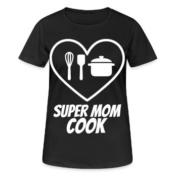 Super Mom Cook – Cooking Heart - Women's Breathable T-Shirt - black - Front - AI Model Female 172 light (172cm)