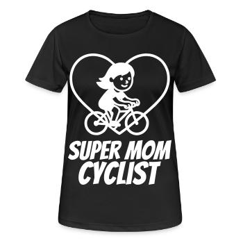 Super Maman Cycliste – Cœur de Vélo - T-shirt respirant Femme - noir - Devant - AI Model Female 172 light (172cm)
