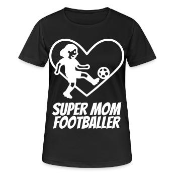 Super Maman Footballeuse – Heart Soccer Football - T-shirt respirant Femme - noir - Devant - AI Model Female 172 light (172cm)
