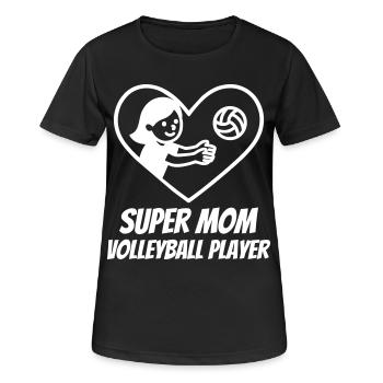 Super Mom Volleyball – Herzspielerin - Frauen T-Shirt atmungsaktiv - Schwarz - Vorne - AI Model Female 172 light (172cm)