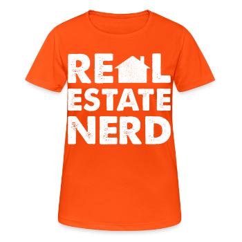 RealEstate Nerd - Frauen T-Shirt atmungsaktiv - Neonorange - Vorne - AI Model Female 172 dark (172cm)