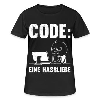 Coder CODE EINE HASSLIEBE LUSTIG - Frauen T-Shirt atmungsaktiv - Schwarz - Vorne - AI Model Female 172 light (172cm)