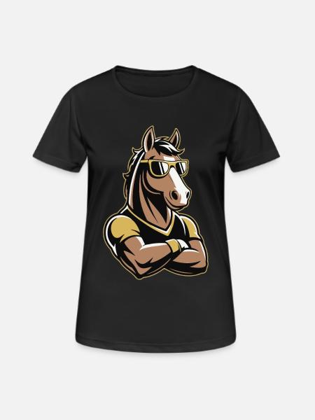 Horse mascot with sunglasses - Women's Breathable T-Shirt - black