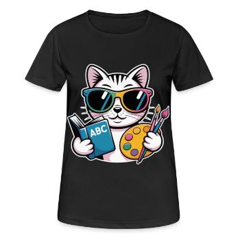 Palette colorée Cat Artist ABC - T-shirt respirant Femme - noir - Devant - AI Model Female 172 light (172cm)