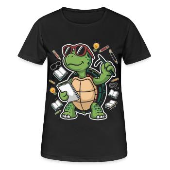 Apprendre la tortue avec un stylo - T-shirt respirant Femme - noir - Devant - AI Model Female 172 light (172cm)