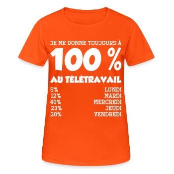 Homeoffice Humor Arbeit Selbstständige - Frauen T-Shirt atmungsaktiv - Neonorange - Vorne - AI Model Female 172 dark (172cm)