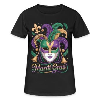 Mardi Gras T-Shirt – Venezianische Maske Karneval - Frauen T-Shirt atmungsaktiv - Schwarz - Vorne - AI Model Female 172 light (172cm)