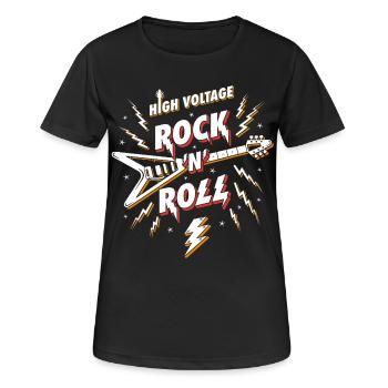 Hochspannungs-Rock'n'Roll-Gitarre - Frauen T-Shirt atmungsaktiv - Schwarz - Vorne - AI Model Female 172 light (172cm)