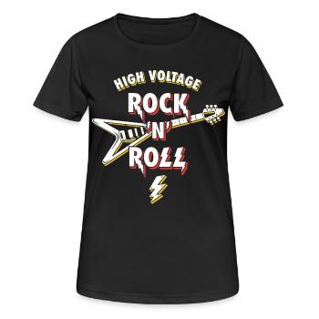 Hochspannungs-Rock'n'Roll-Gitarre - Frauen T-Shirt atmungsaktiv - Schwarz - Vorne - AI Model Female 172 light (172cm)