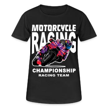 Motorrad Rennteam Meisterschaft - Frauen T-Shirt atmungsaktiv - Schwarz - Vorne - AI Model Female 172 light (172cm)