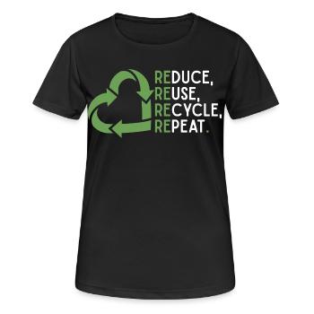 Wiederverwendung reduzieren, recyceln, wiederholen – Öko-Thema - Frauen T-Shirt atmungsaktiv - Schwarz - Vorne - AI Model Female 172 light (172cm)