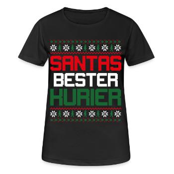 Noël LE MEILLEUR COURSIER DU PÈRE NOËL Drôle - T-shirt respirant Femme - noir - Devant - AI Model Female 172 light (172cm)