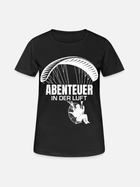 Motorschirm ABENTEUER IN DER LUFT Lustiges - Frauen T-Shirt atmungsaktiv - Schwarz