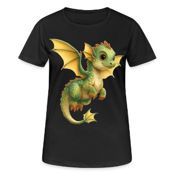 Drache - Frauen T-Shirt atmungsaktiv - Schwarz - Vorne - AI Model Female 172 light (172cm)