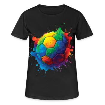 Color Splash Multicolor Fußball - Frauen T-Shirt atmungsaktiv - Schwarz - Vorne - AI Model Female 172 light (172cm)