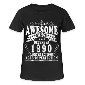Décembre 1990 Décembre Anniversaire Décembre 1990 - T-shirt respirant Femme - noir - Devant - AI Model Female 172 light (172cm)