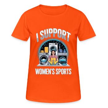 Je soutiens le bootleg inportable du sport féminin - T-shirt respirant Femme - orange néon - Devant - AI Model Female 172 dark (172cm)