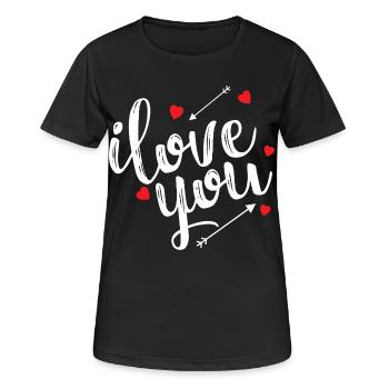 Je T'aime Déclaration Amour Romantique Passion - T-shirt respirant Femme - noir - Devant - AI Model Female 172 light (172cm)