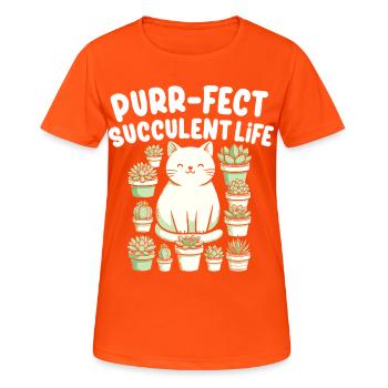 Plante Drôle Succulente Cactus Chat - T-shirt respirant Femme - orange néon - Devant - AI Model Female 172 dark (172cm)