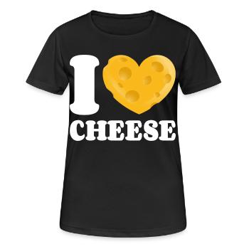 J’adore le fromage J’adore le fromage Un amateur de fromage Accro au fromage - T-shirt respirant Femme - noir - Devant - AI Model Female 172 light (172cm)