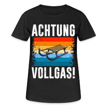 Schlitten ACHTUNG VOLLGAS! LUSTIG - Frauen T-Shirt atmungsaktiv - Schwarz - Vorne - AI Model Female 172 light (172cm)