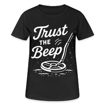 Trust The Beep Metal Detecting Humor - Women's Breathable T-Shirt - black - Front - AI Model Female 172 light (172cm)
